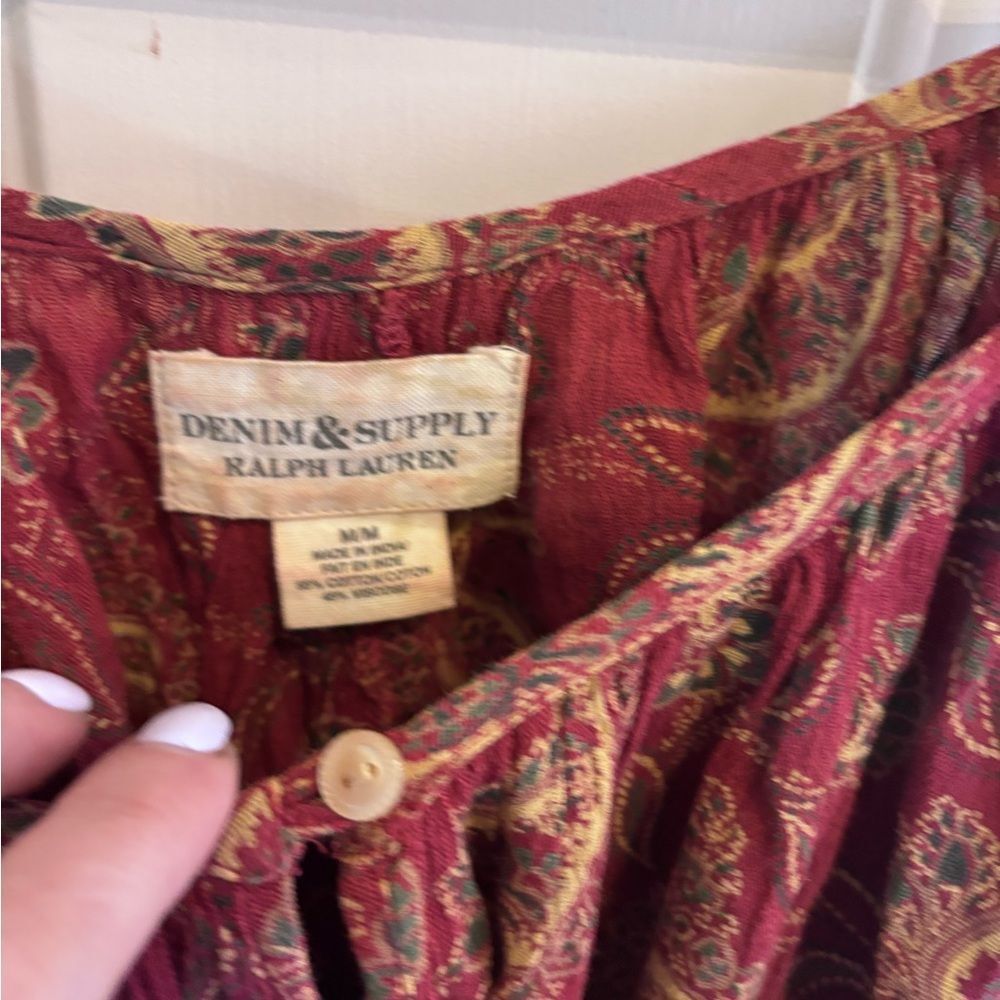 Denim & Supply Ralph Lauren Red Paisley Off-Shoulder Boho chic top - Picture 5 of 7